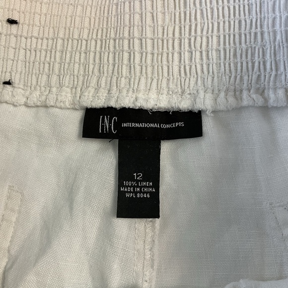 INC Women’s White 100% Linen pull on Pants Size 12 - Picture 4 of 8
